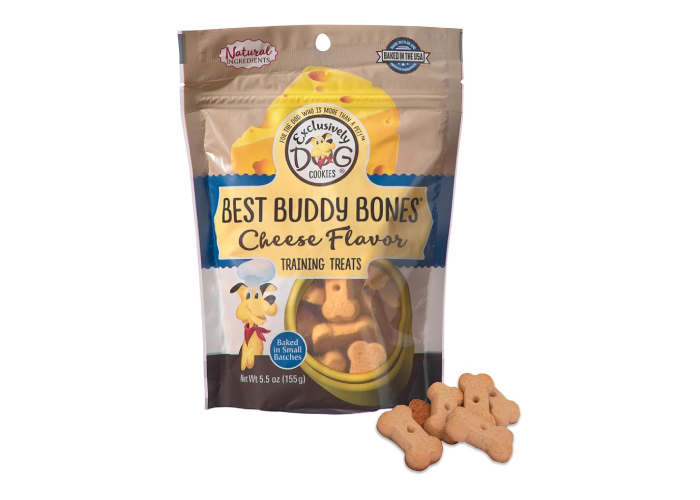 Exclusively Dog Best Buddy Bones Training Treats for Dogs and Puppies - All Natural, Baked in The USA, Ideal for Training & Agility, No Animal Byproducts - Cheese Flavor, 5.5oz Resealable Bag